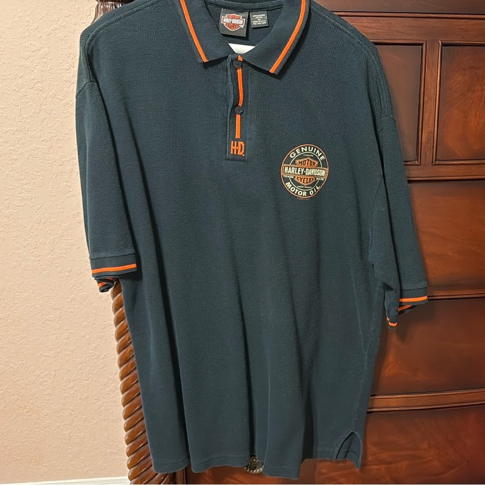 Harley-Davidson Polo Shirt - Dark Gray with Orange Accents